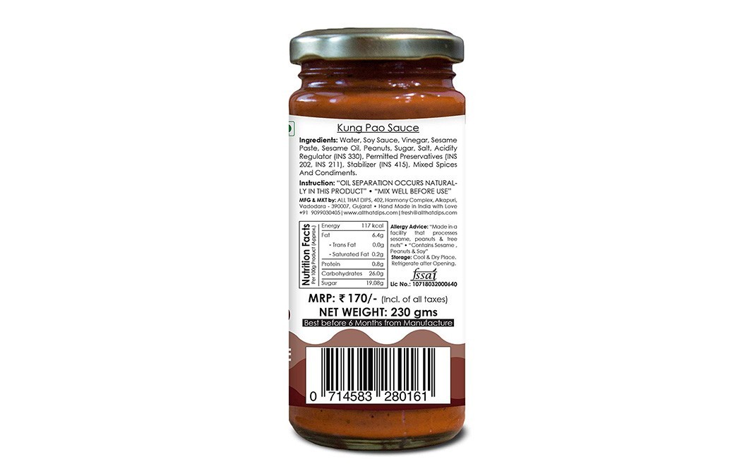 Bechef Kung Pao Sauce - Marinade   Glass Jar  230 grams